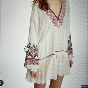 Free People Wild One embroidered mini dress tunic S